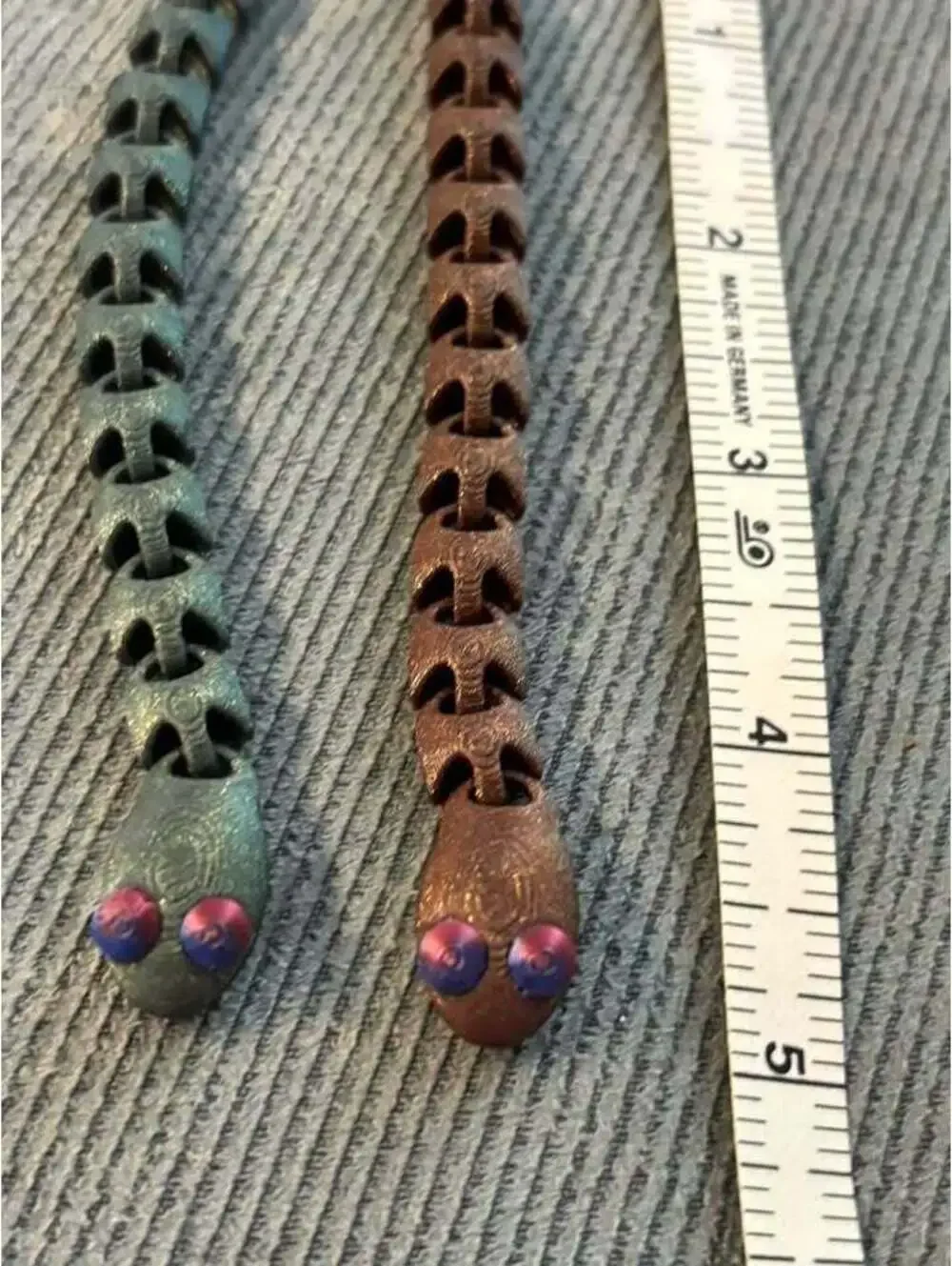3D Printed Articulated Snake Fidget Toys, two
